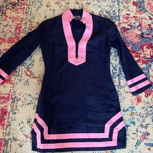 Sail to Sable linen pink and navy tunic dress size small